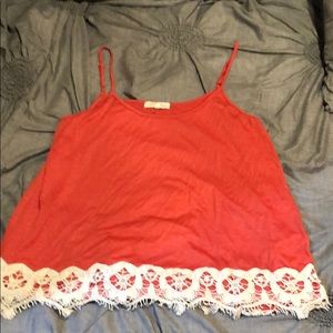Coral lace crop top